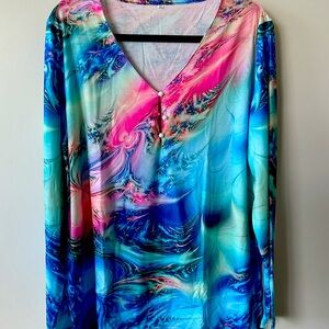 BRAND NEW Vibrant Multicolor V-Neck Women's Top